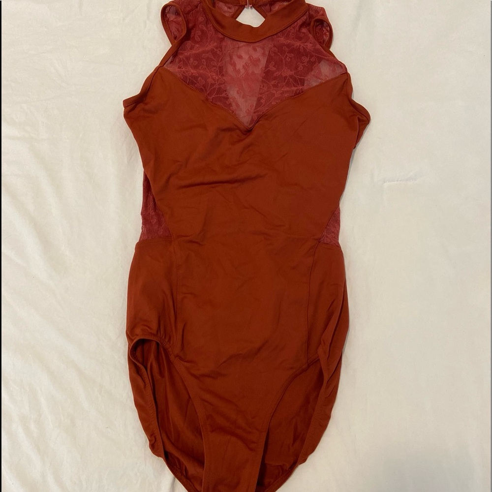 mirella maroon mesh cutout leotard